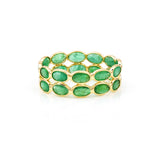 Oval Emerald Horizontal Double Band, Yellow Gold