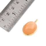 Oval Shape Peach Moonstone Pendant, 18K Yellow Gold