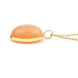 Oval Shape Peach Moonstone Pendant, 18K Yellow Gold