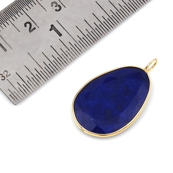 Lapis Rose Cut Pendant, 18K Yellow Gold