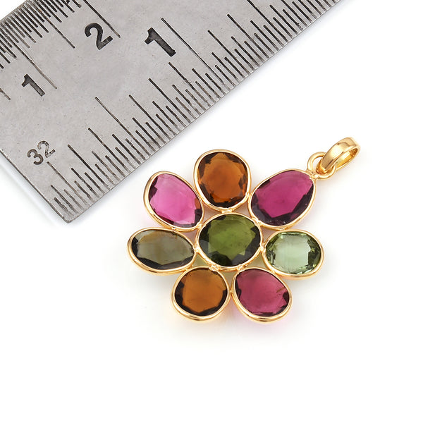 Mixed Shape Tourmaline Pendant, 18K Yellow Gold