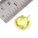 14k Yellow Gold Square Lemon Topaz Pendant