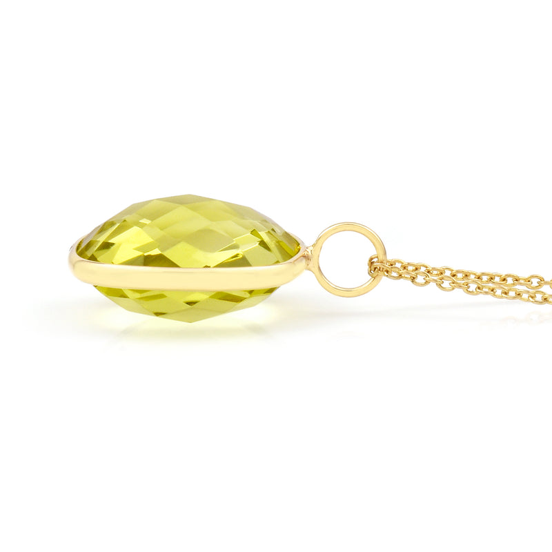 14k Yellow Gold Square Lemon Topaz Pendant