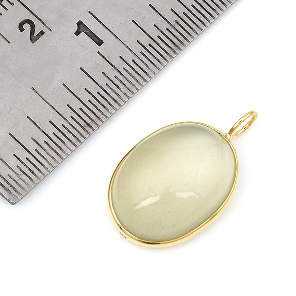 Oval Grayish Green Moonstone Pendant, 18K Yellow Gold