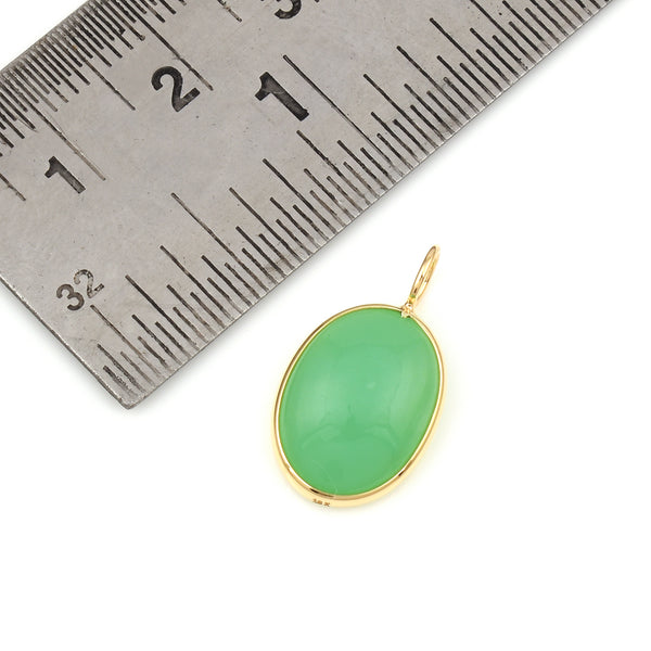 Chrysoprase Oval Shape Pendant, 18K Yellow Gold