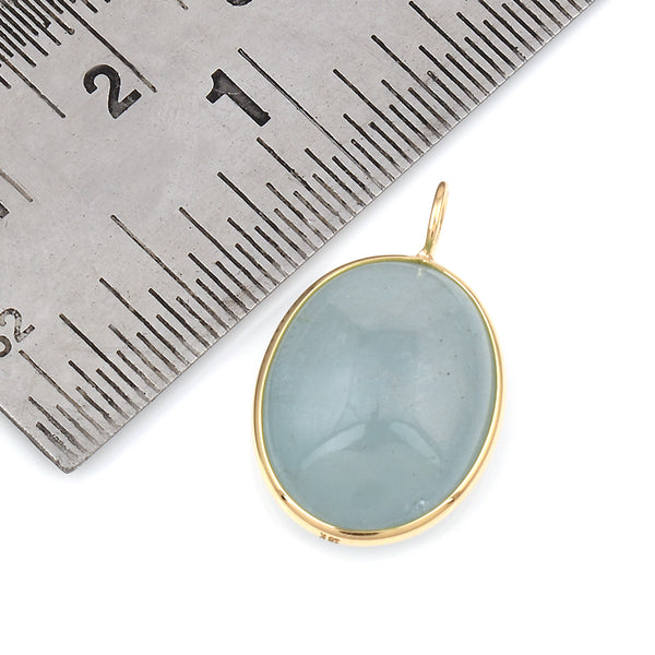 Oval Shape Light Gray Moonstone Pendant, 18K Yellow Gold