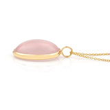 Oval Shape Pink Moonstone Pendant, 18K Yellow Gold