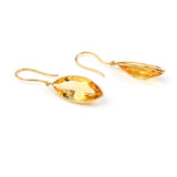 Citrine Marquise Shape Dangling Earrings made in 18 Karat Yellow Gold.