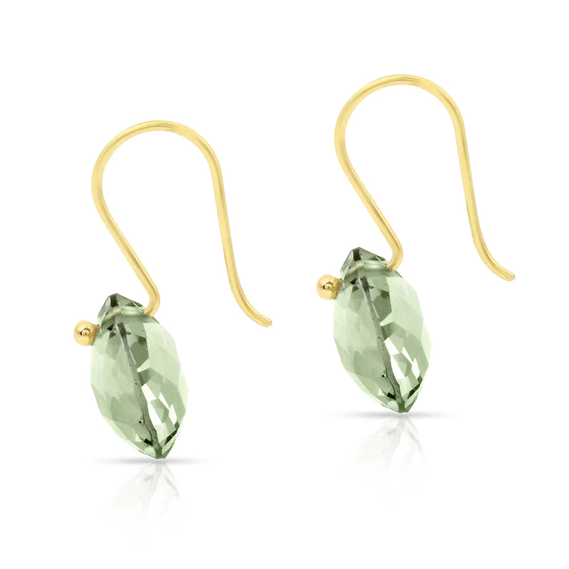 Amethyst Round Shape Dangling Earrings made in 18 Karat Yellow Gold.