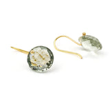 Amethyst Round Shape Dangling Earrings made in 18 Karat Yellow Gold.