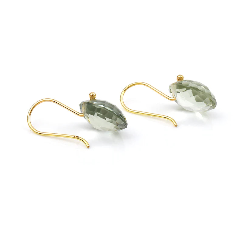 Amethyst Round Shape Dangling Earrings made in 18 Karat Yellow Gold.