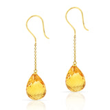 Citrine Pear Shape Dangling Earrings made in 18 Karat Yellow Gold.