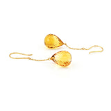 Citrine Pear Shape Dangling Earrings made in 18 Karat Yellow Gold.