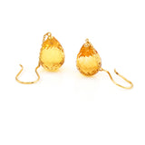 Citrine Pear Shape Dangling Earrings made in 18 Karat Yellow Gold.