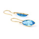 Blue Topaz Marquise Shape Dangling Earrings made in 18 Karat Yellow Gold.