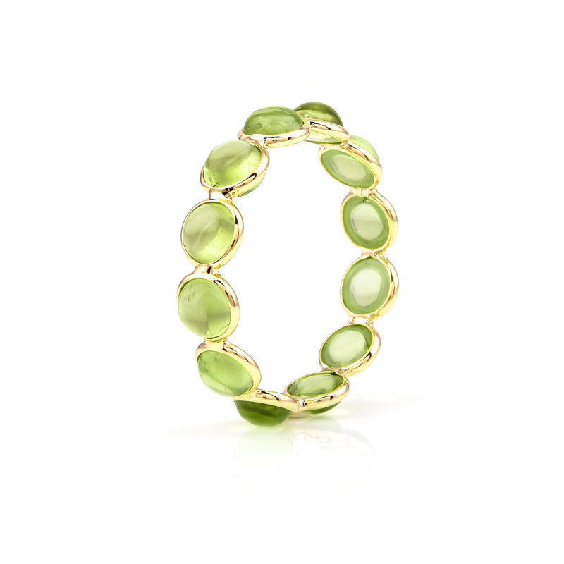 Peridot Round Cabochon Band, Yellow Gold