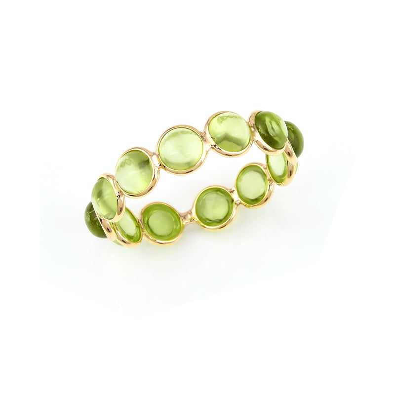 Peridot Round Cabochon Band, Yellow Gold