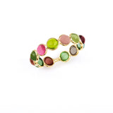 Single Line Round Tourmaline Cabochon Band, 18K Yellow Gold