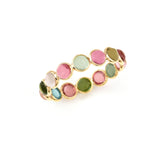 Single Line Round Tourmaline Cabochon Band, 18K Yellow Gold