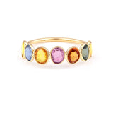 Oval Multi Sapphire single Layer Band, 18K Gold