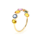 Oval Multi Sapphire single Layer Band, 18K Gold