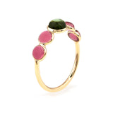 Single Line Round Tourmaline Cabochon Band, 18K Yellow Gold