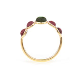 Single Line Round Tourmaline Cabochon Band, 18K Yellow Gold