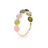 Single Line Round Tourmaline Cabochon Band, 18K Yellow Gold