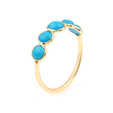 Five Stone Turquoise Band, Yellow Gold