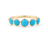 Five Stone Turquoise Band, Yellow Gold