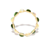 Opal and Green Tourmaline Round Cabochon Band, Yellow Gold