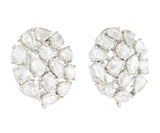 Diamond Rose Cut Round Earrings, 18 Karat White Gold