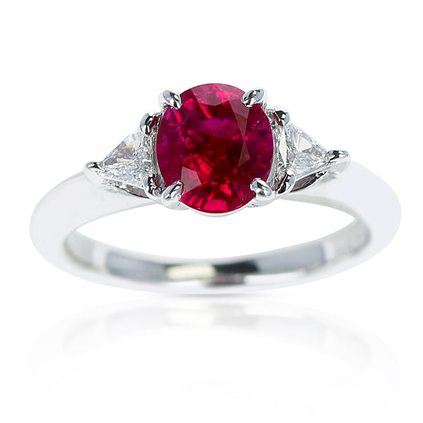 AGL Certified 1.19 ct. Ruby and Diamond Ring, PT