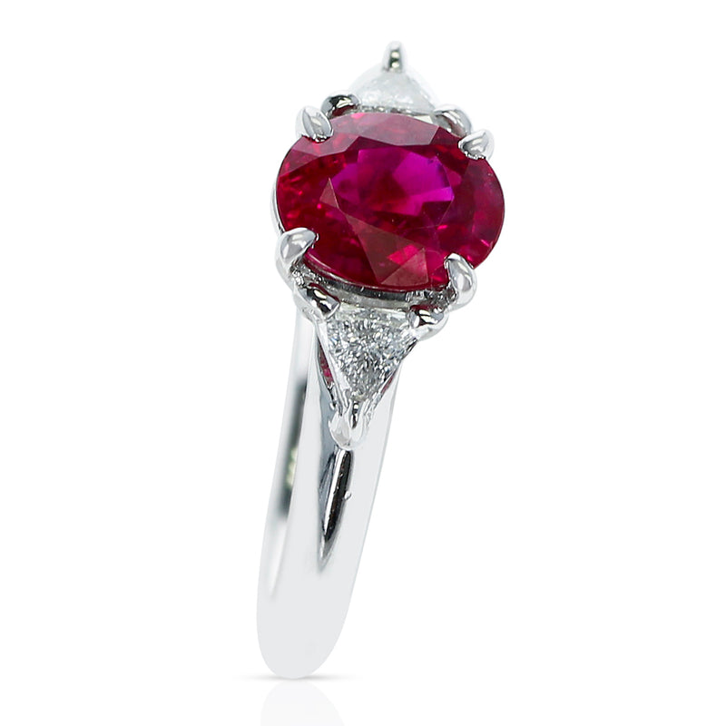 AGL Certified 1.19 ct. Ruby and Diamond Ring, PT