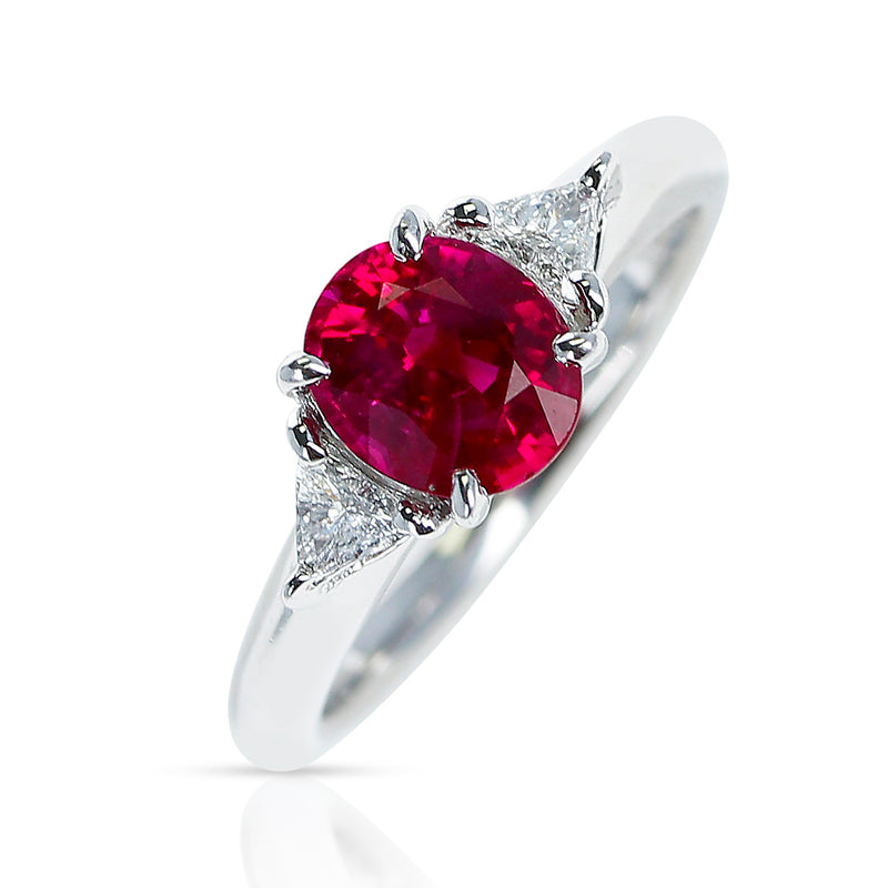 AGL Certified 1.19 ct. Ruby and Diamond Ring, PT