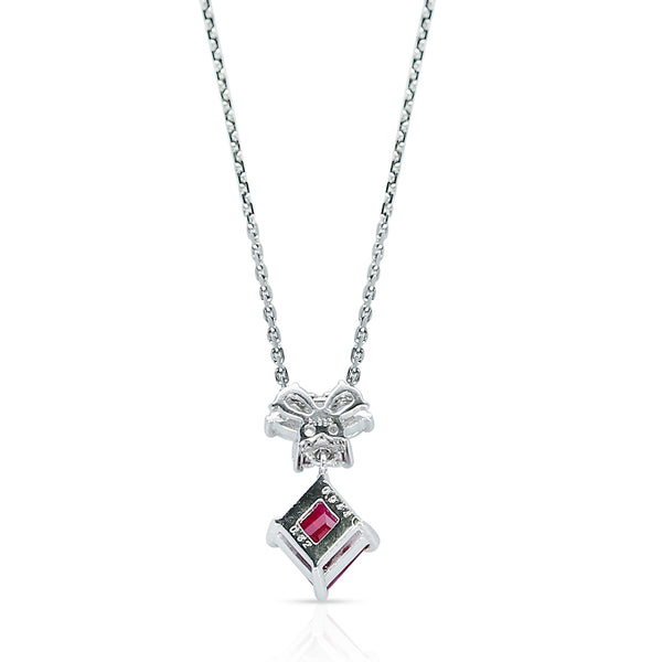 Ruby and Diamond Pendant Necklace, Platinum