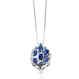 5.37 ct. Seven Oval-Shape Blue Sapphire and 0.08 ct. Diamonds Pendant Necklace