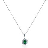 Pear-Shape Emerald and Diamonds Pendant Necklace, Platinum