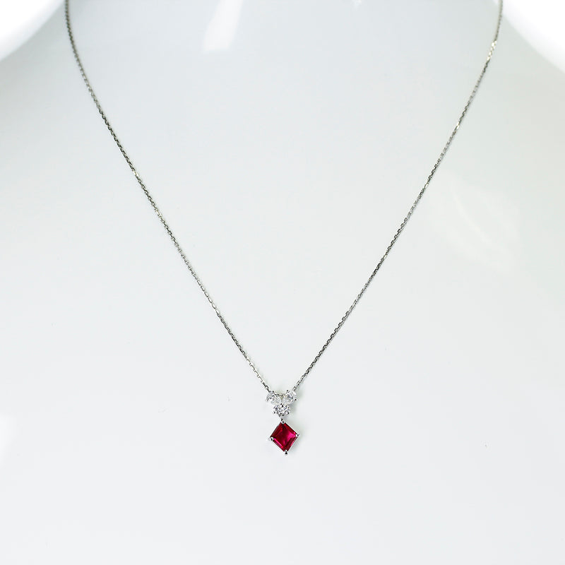 Ruby and Diamond Pendant Necklace, Platinum
