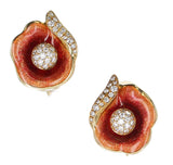 Fabergé Floral Enamel and Diamond Earrings, 18 Karat Yellow Gold