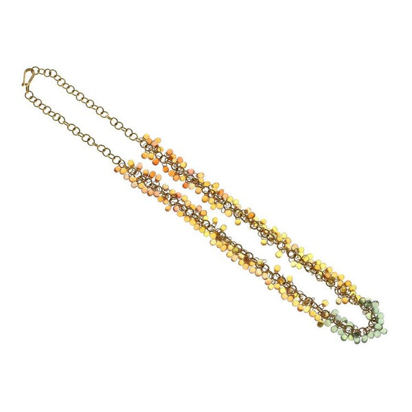 Fancy Color Sapphire Drop Gold Necklace