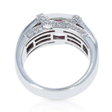 Invisible Set Square Ruby Ring with Diamonds, 18K White Gold