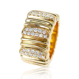 Cartier Textured 18 Karat Yellow Gold and Diamond Band Ring