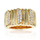Cartier Textured 18 Karat Yellow Gold and Diamond Band Ring
