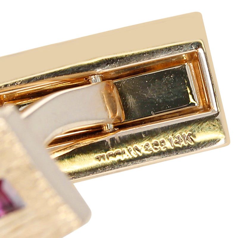 Tiffany & Co. Ruby Cufflinks, 14K Yellow Gold