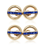 Invisibly-Set Blue Sapphire Shirt Pins, 14 Karat Yellow Gold