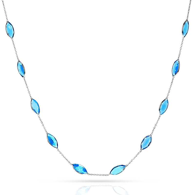 Marquise-Shape Gemstone Necklace, 18k