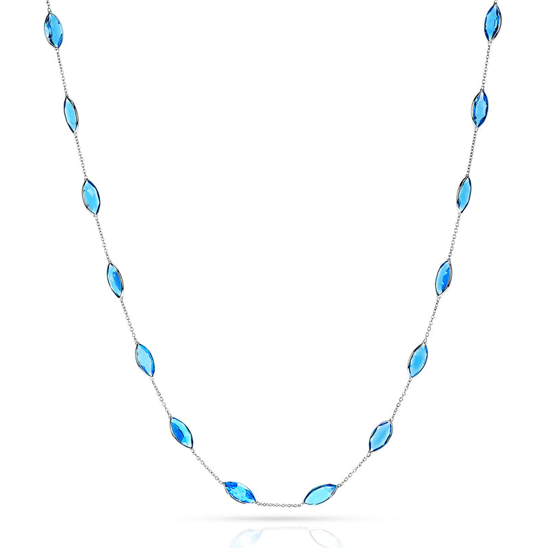 Marquise-Shape Gemstone Necklace, 18k