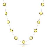 Round shape Blue Topaz Faceted Necklace, 18 Karat Yellow Gold