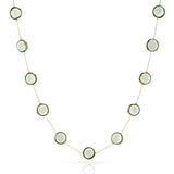 Round Green Amethyst Necklace, 18k White Gold
